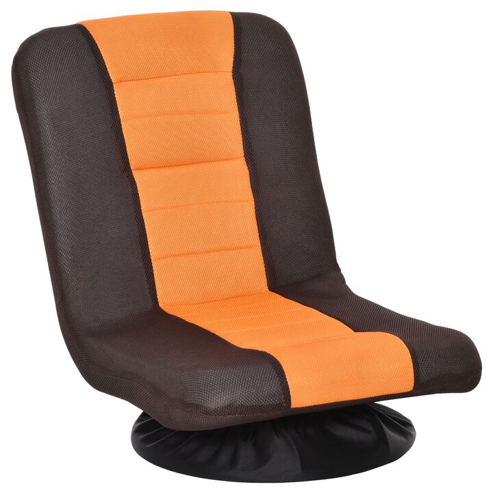 360 Degree Swivel Video Gaming Chair, Folding Floor Sofa 5-Position Adjustable Lazy Chair, Orange