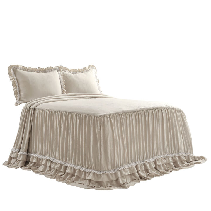 Ella Ruffle Lace Bedspread 3Pc Set
