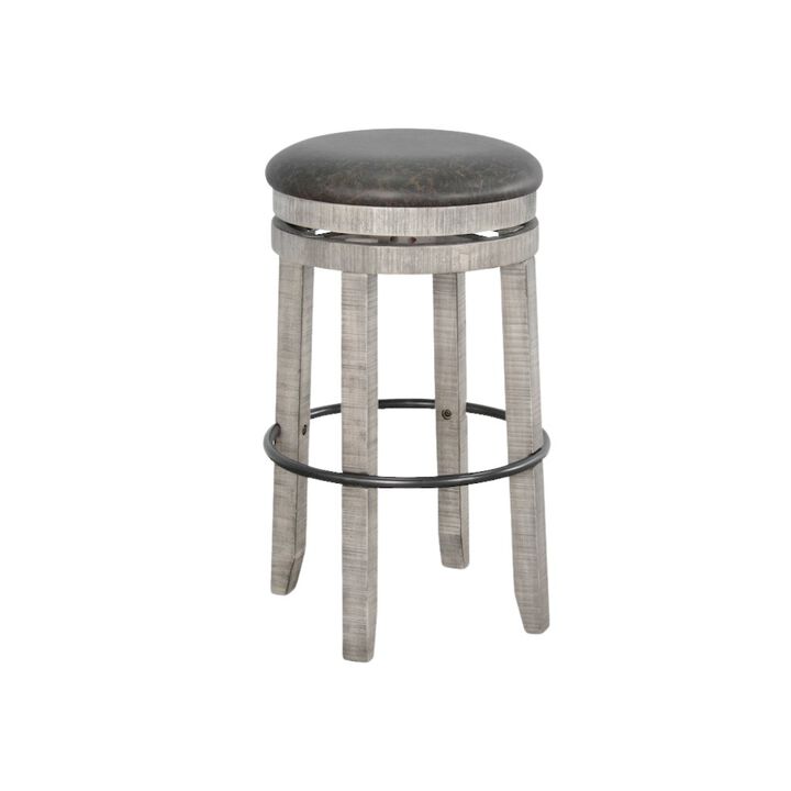 Starlight Canyon Home Gray Solid Wood Swivel Bar Stool, Cushion Seat for Counter Height Bar Stools