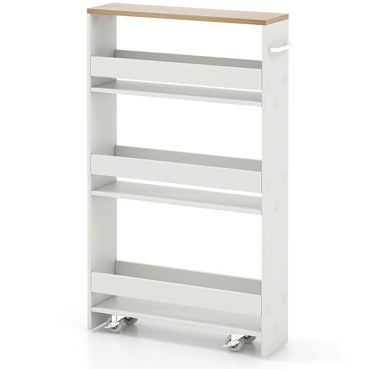Multi-Purpose Narrow Rolling Cart with Open Shelves for Kitchen & Living Areas