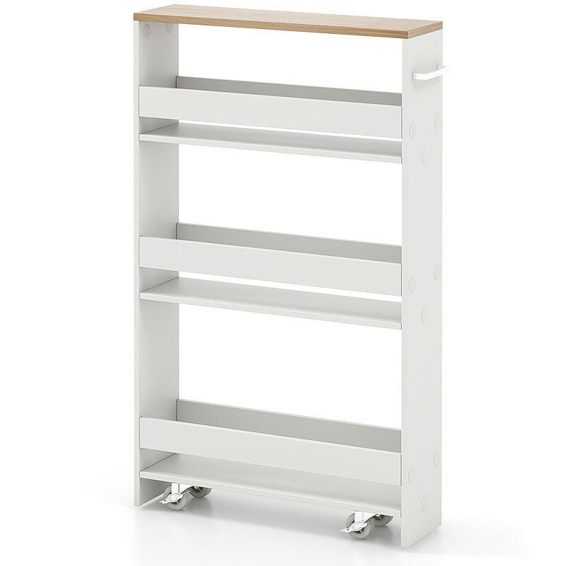 Multi-Purpose Narrow Rolling Cart with Open Shelves for Kitchen & Living Areas