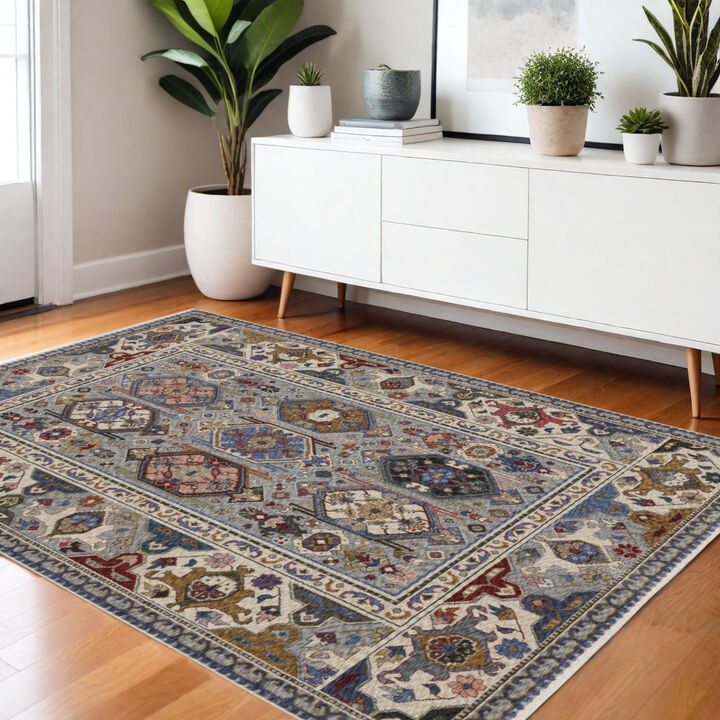 HomeRoots Oriental Area Rug With Fringe