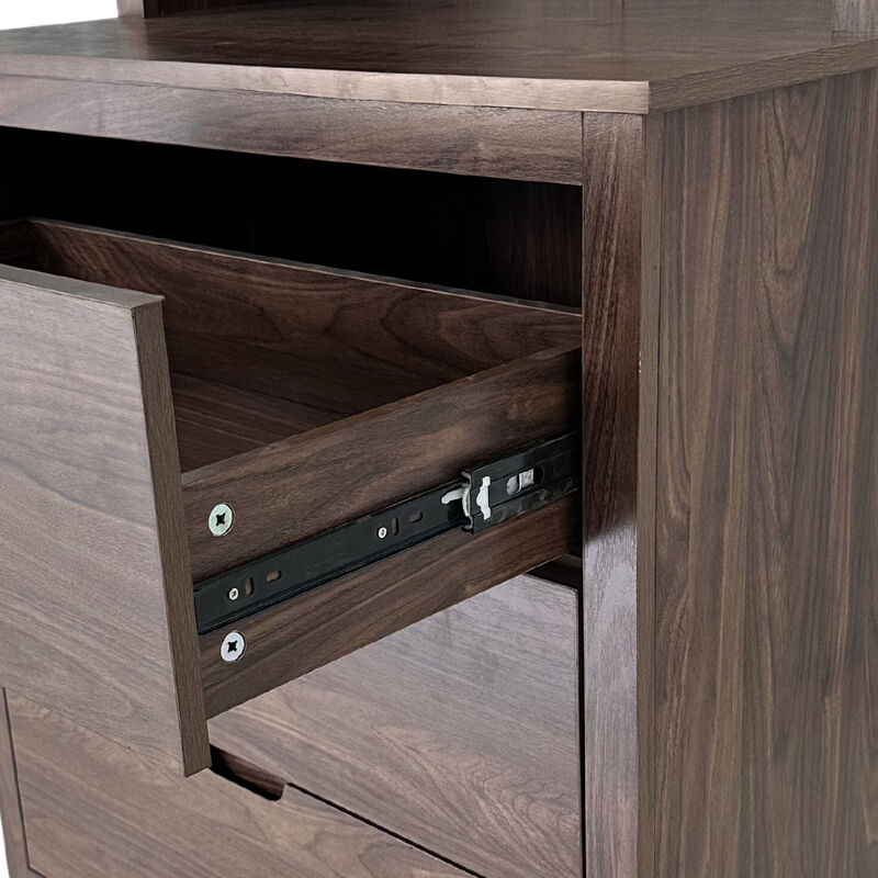Teamson Home Ellery Freestanding Hutch Cabinet with Open Shelves & Drawers, Walnut image number 4