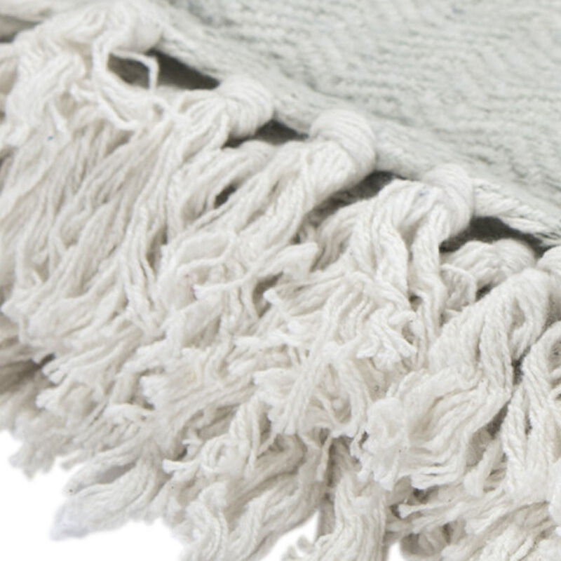 HomeRoots Light Gray Woven 100% Cotton Throw Blanket image number 3