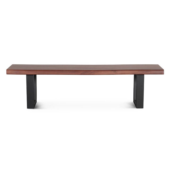 World Interiors Yarrow 68" Bench in Light Sequoia with Gunmetal Legs
