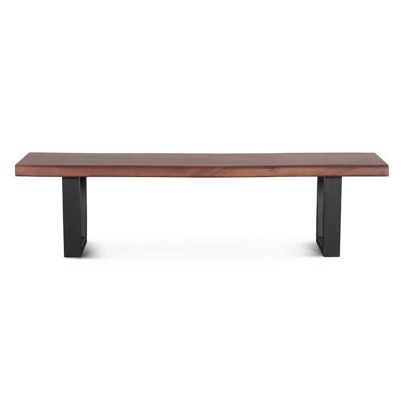 World Interiors Yarrow 68" Bench in Light Sequoia with Gunmetal Legs image number 0