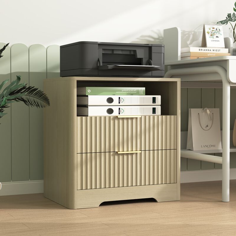 Smart Nightstand with Charging Station Voice Night Light Storage Cabinet image number 4