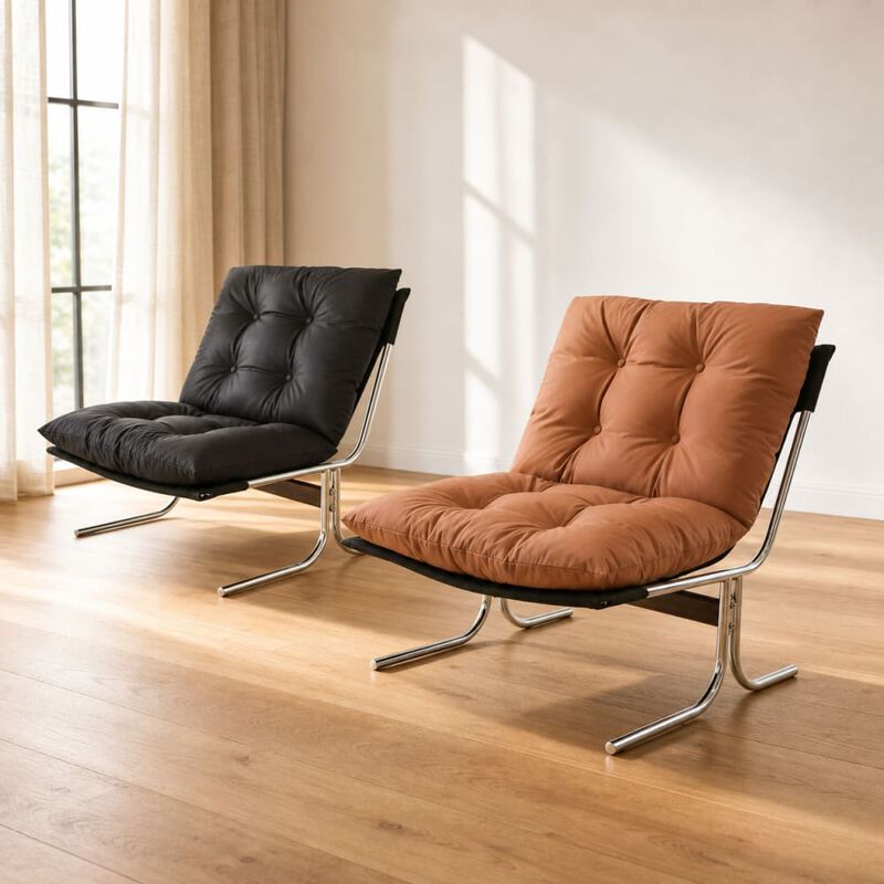 GOODSILO Modern High Back Accent Armchair Soft Padded Upholstered Single Seat Chair for Living Room Home Office Bedroom image number 2