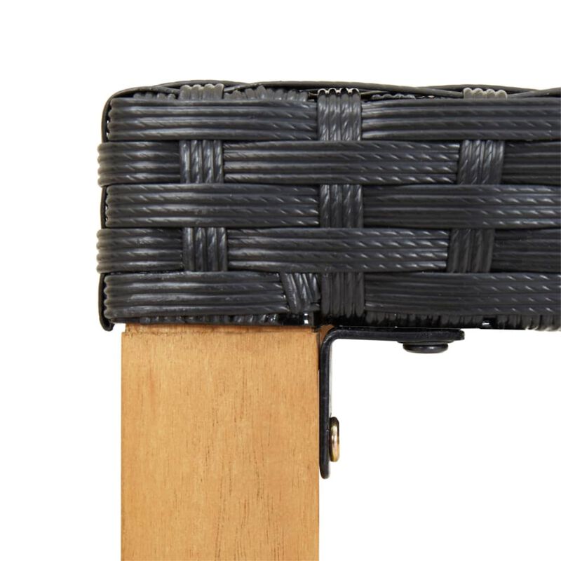 vidaXL Garden Bench 47.2" Black Poly Rattan and Solid Acacia Wood