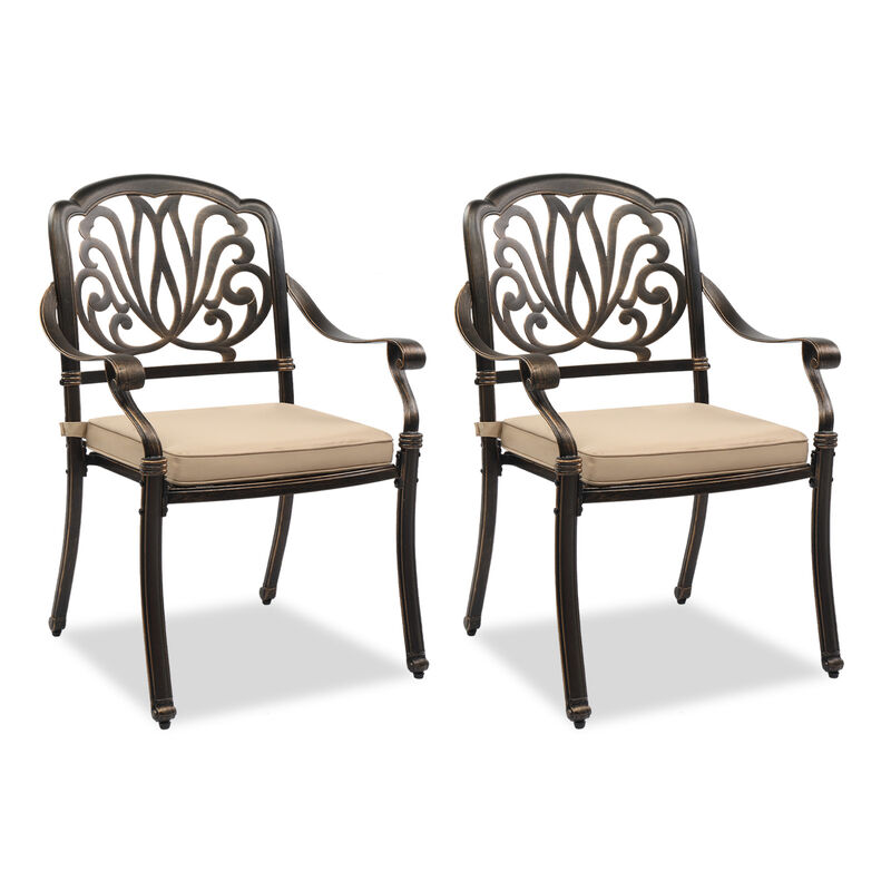 Set of 2 Patio Dining Chairs with Cushions – Outdoor Seating for Garden, Deck & Balcony