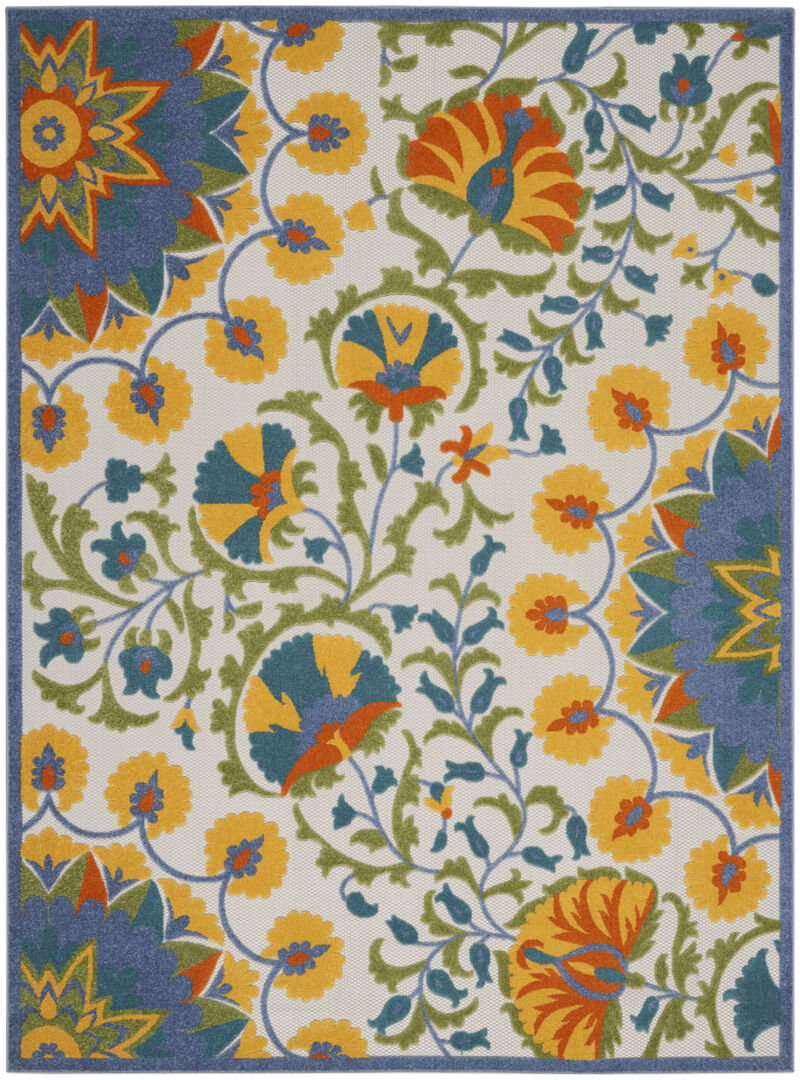HomeRoots 12' X 15' Yellow Red Orange Blue And Green Floral Indoor Outdoor Area Rug image number 2
