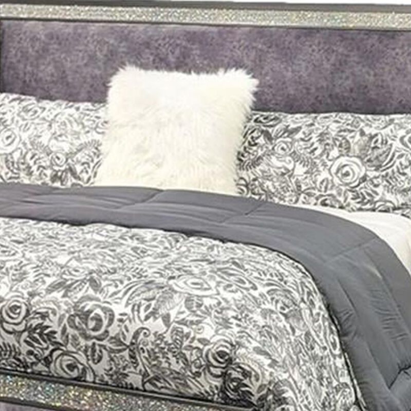 Queen Bedroom Set, Gray, Nickel Wood, 2 Piece Set with Nightstand image number 3