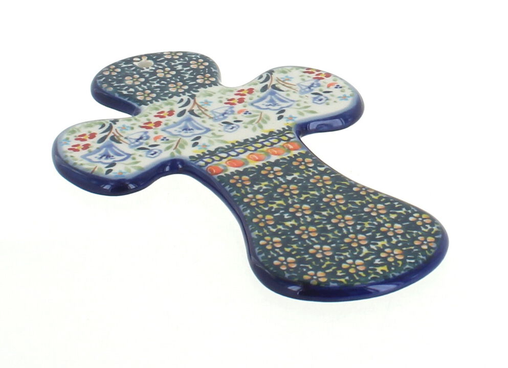 Blue Rose Polish Pottery Garden Bouquet Cross