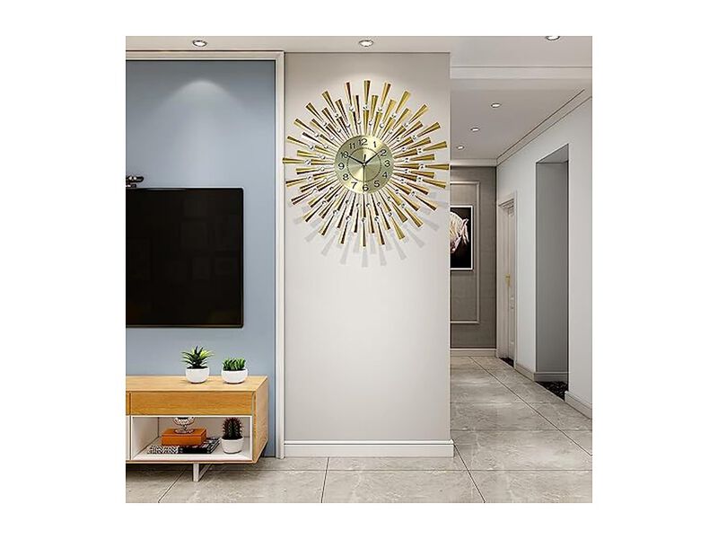 Gold Retro Crystal House Wall Clock 24 Inch Silent Non Ticking Modern image number 3