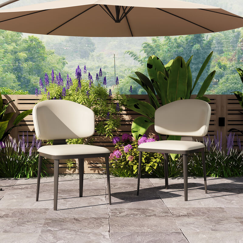 Leather Dining Chair with Metal Legs 2-piece 21.45" White