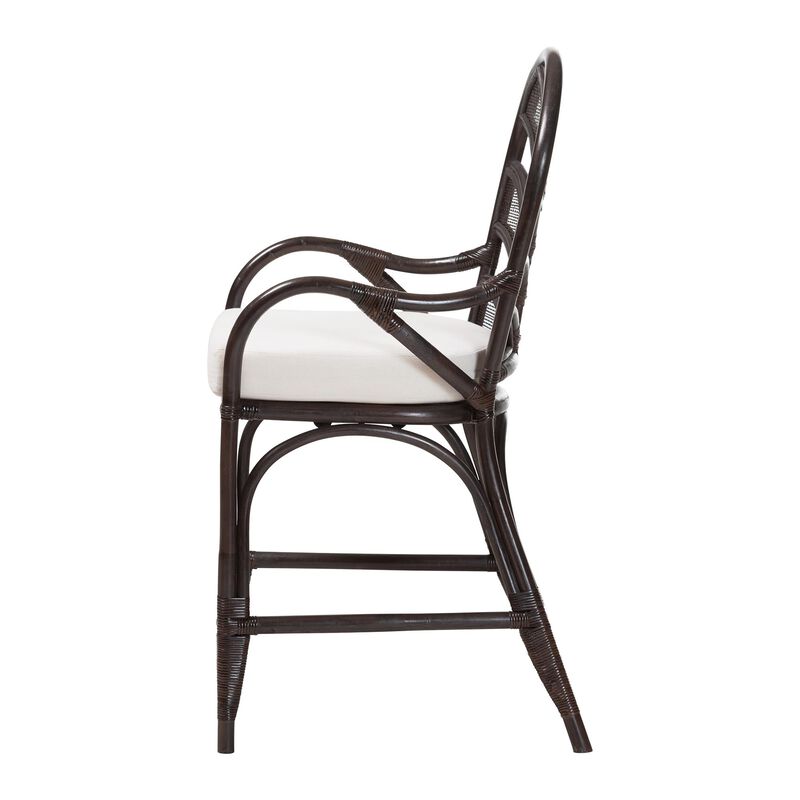 bali & pari Niven Natural Rattan Counter Stool with Cushion - Handwoven Wicker Accent Stool with Banana Leaf Backrest Design for Kitchen Island image number 2