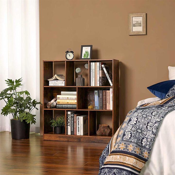 BreeBe Brown Wooden Bookcase with Open Shelves