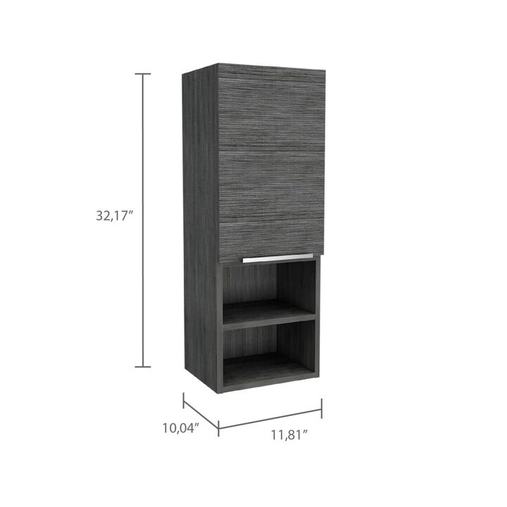 Mila Bathroom Cabinet, Two Interior Shelves, Two External Shelves, Single Door Cabinet -Smokey Oak