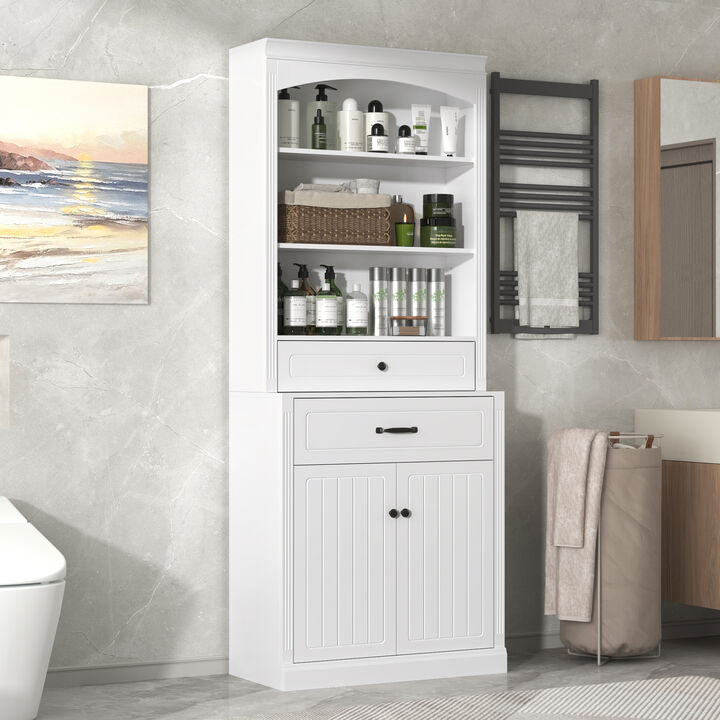 Merax White Bathroom Storage Cabinet with Two Doors