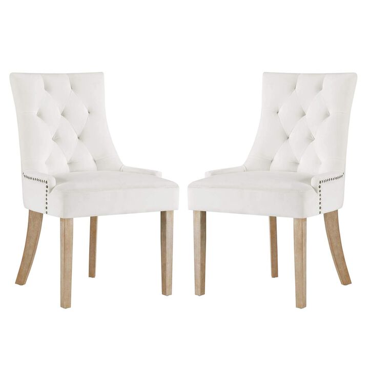 Modway Pose Dining Chair Velvet Set of 2, Two, Ivory