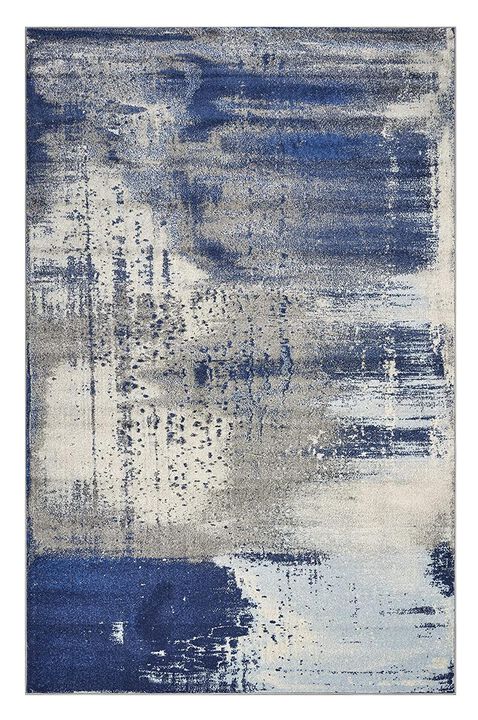 HomeRoots 7' X 10' Blue Ivory And Gray Abstract Area Rug