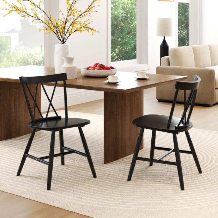 Hivvago Farmhouse Kitchen Dining Chair Set of 2 with Rubber Wood Frame