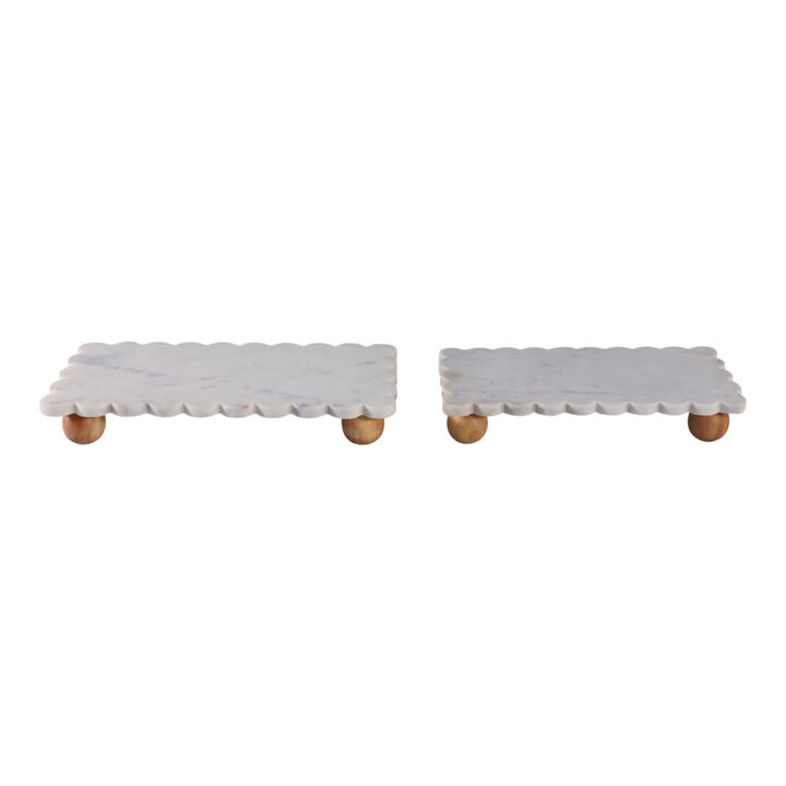 S/2 Marble Scallop Trays