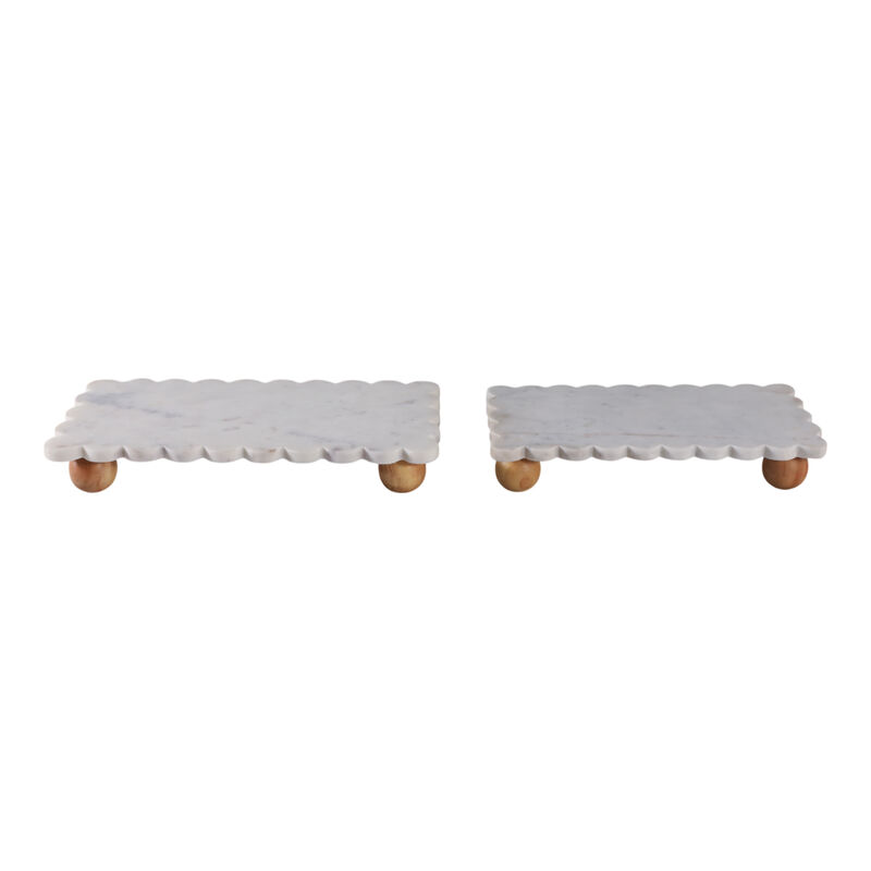 S/2 Marble Scallop Trays image number 1