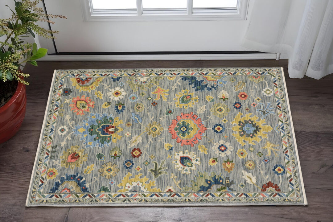 HomeRoots Oriental Area Rug With Fringe