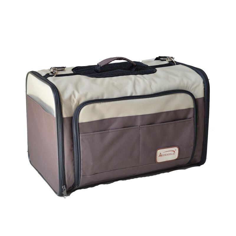 Armarkat Pet Carrier, Beige & Chocolate