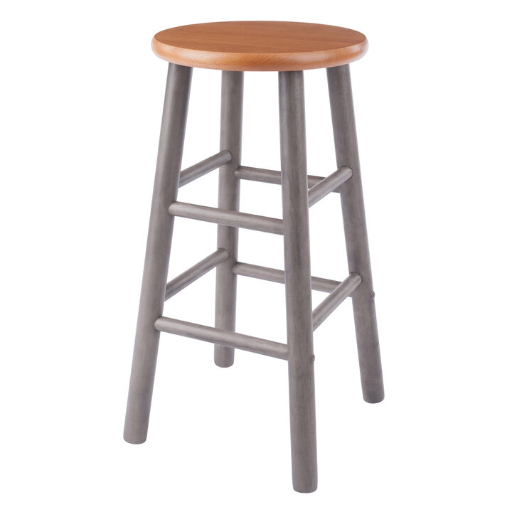 Huxton 2-Pc Counter Stool Set, Oyster Gray and Teak