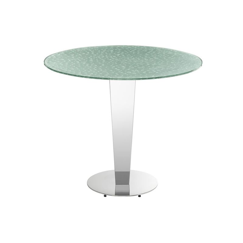 Casabianca Home Enzo 39 In Round Counter Table In Silver Rain Drops Glass