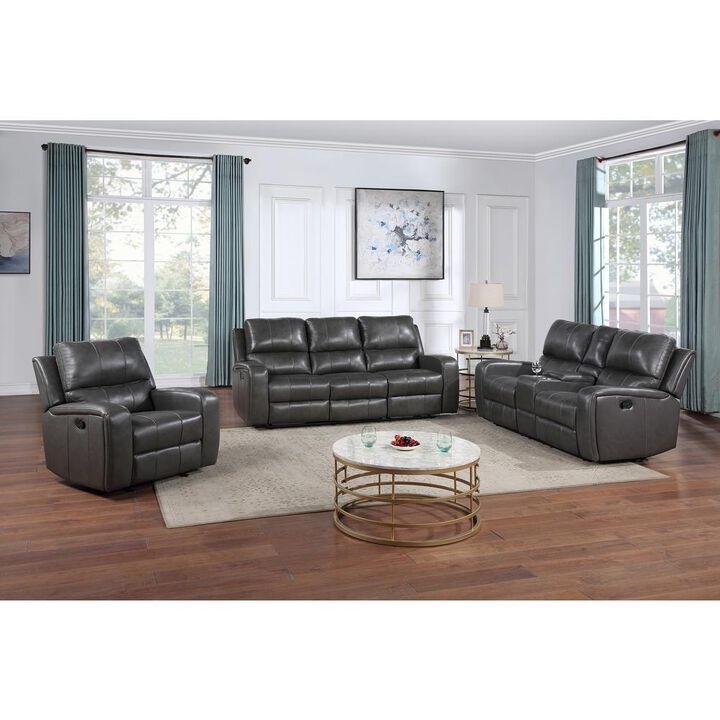 New Classic Furniture Linton Leather Glider Recliner-Gray