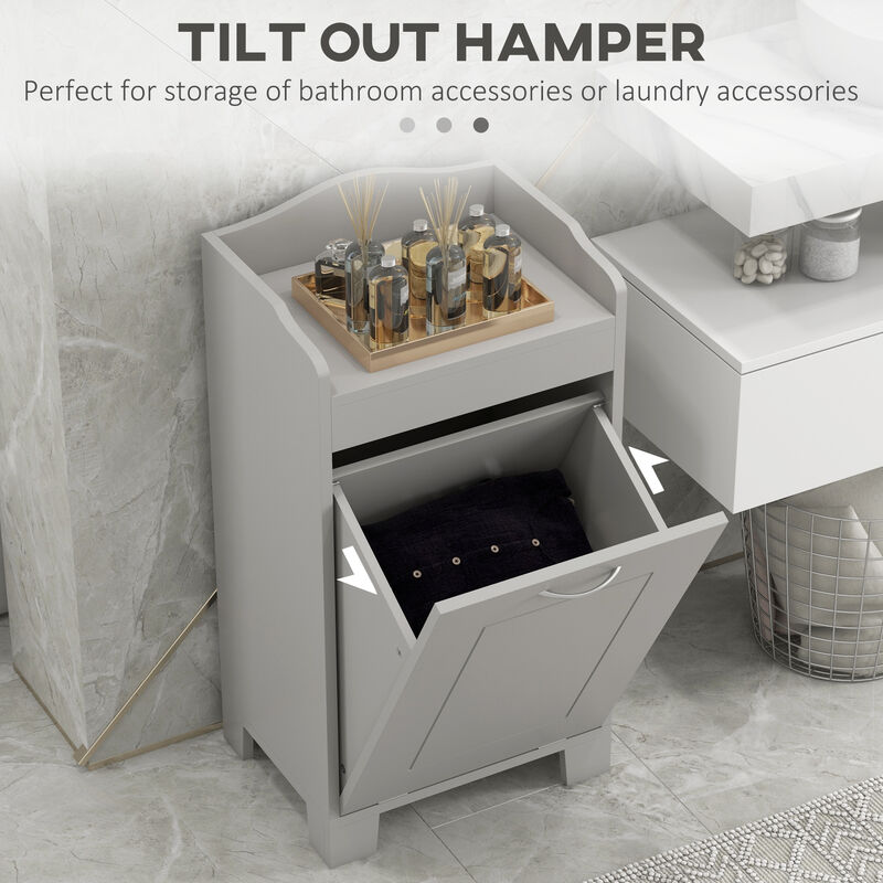 Wooden Bathroom Laundry Hamper Cabinet Tilt Out Basket Storage Home Furniture