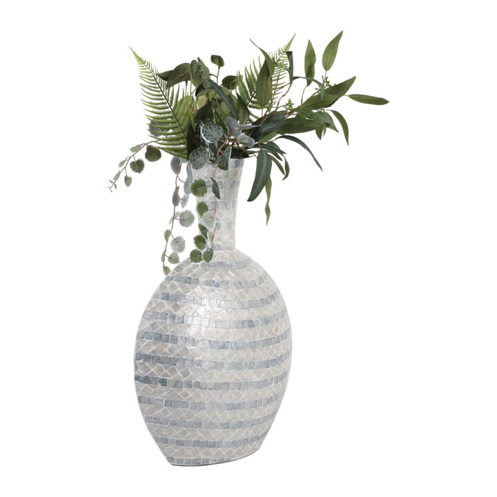 23x16" Capiz Gourd Vase, Blue
