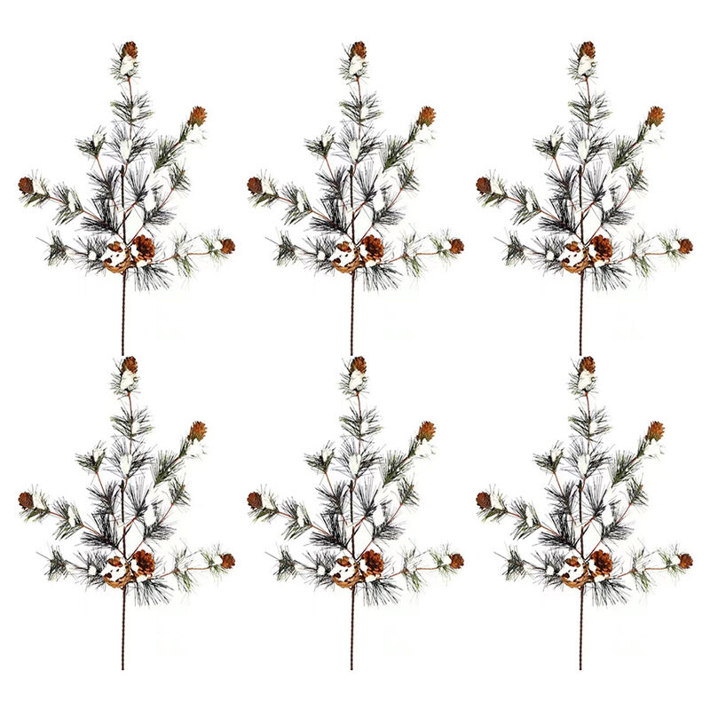Set of 6 Snowy Pine Sprays - Perfect for Seasonal Home Decor