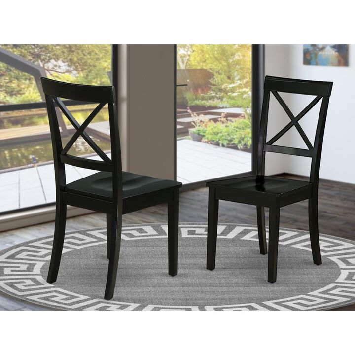 East West Furniture Dining Chair Black, BOC-BLK-W (set of 2)