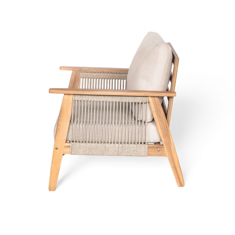 Merax Outdoor 2-piece Acacia Wood Sofa Table Set image number 3