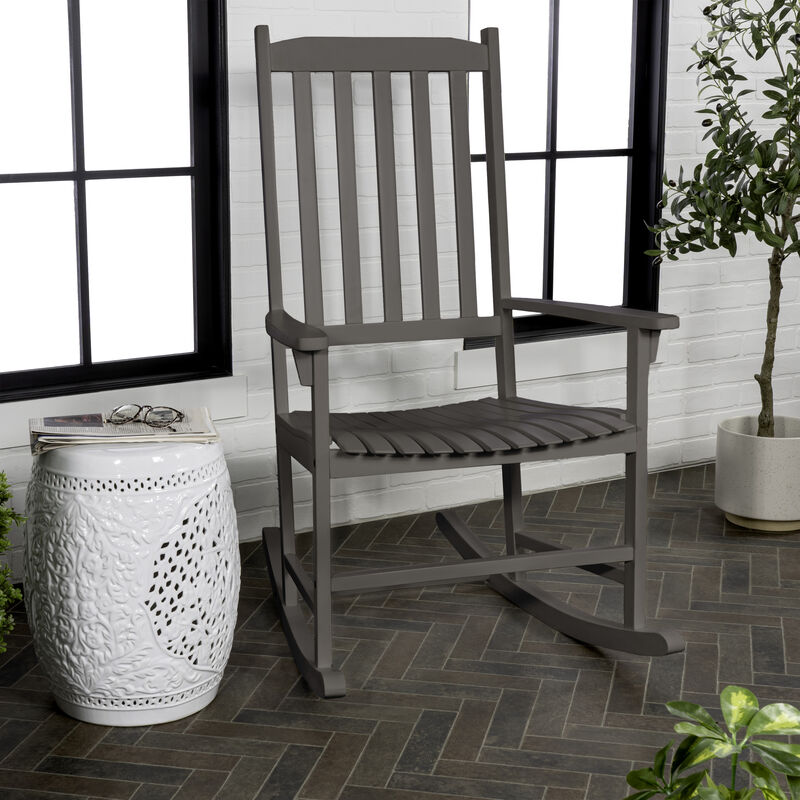 Seagrove Farmhouse Classic Slat-Back Acacia Wood Outdoor Rocking Chair
