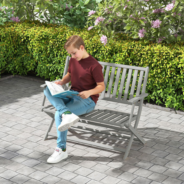 Hivvago 2-Person Foldable Wooden Outdoor Bench with Backrest