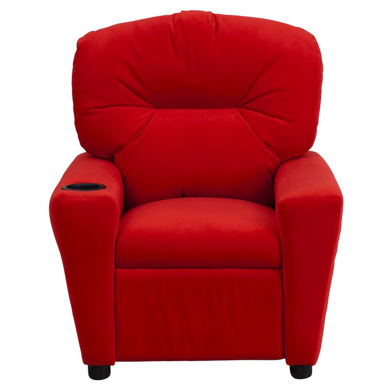 Flash Furniture Contemporary Red Microfiber Kids Recliner with Cup Holder