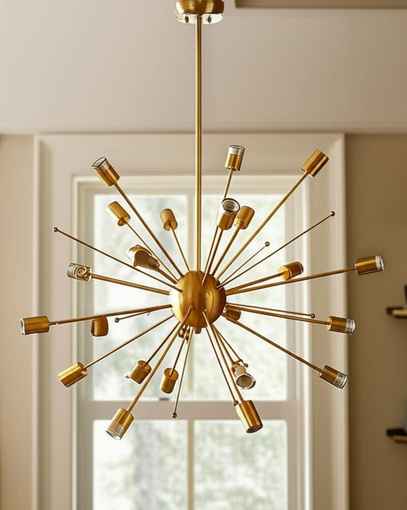 HomeRoots Gold Multi Light Metal Dimmable Chandelier image number 1