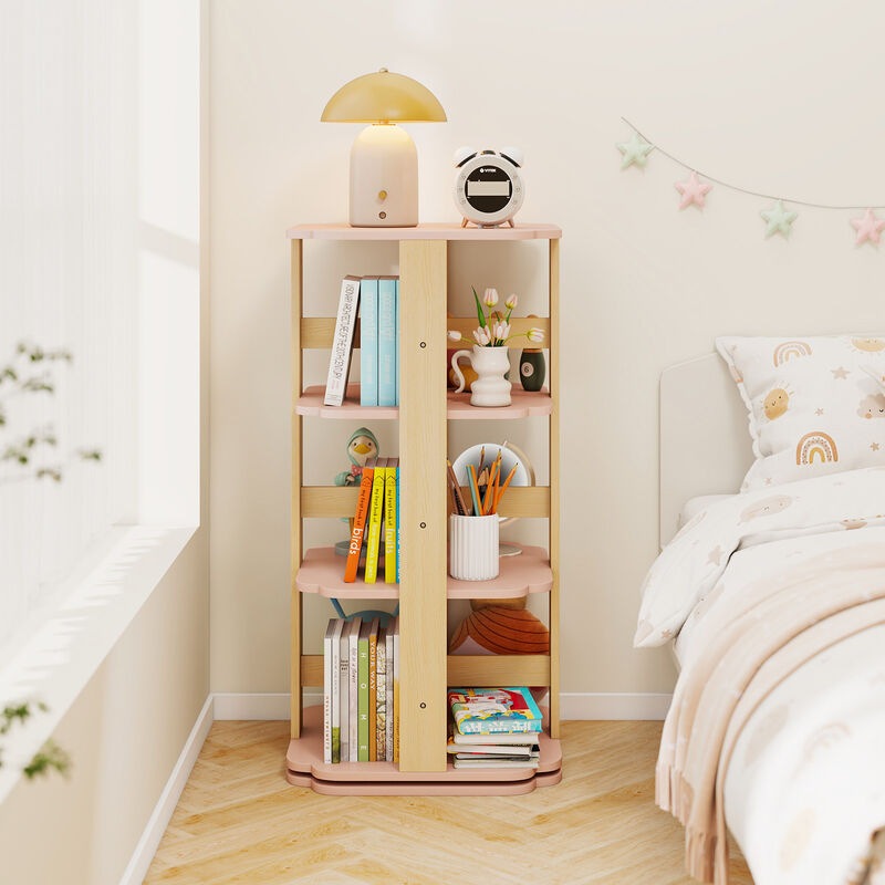 3-Tier Kids Corner Book Rack with 12 Compartments Pink
