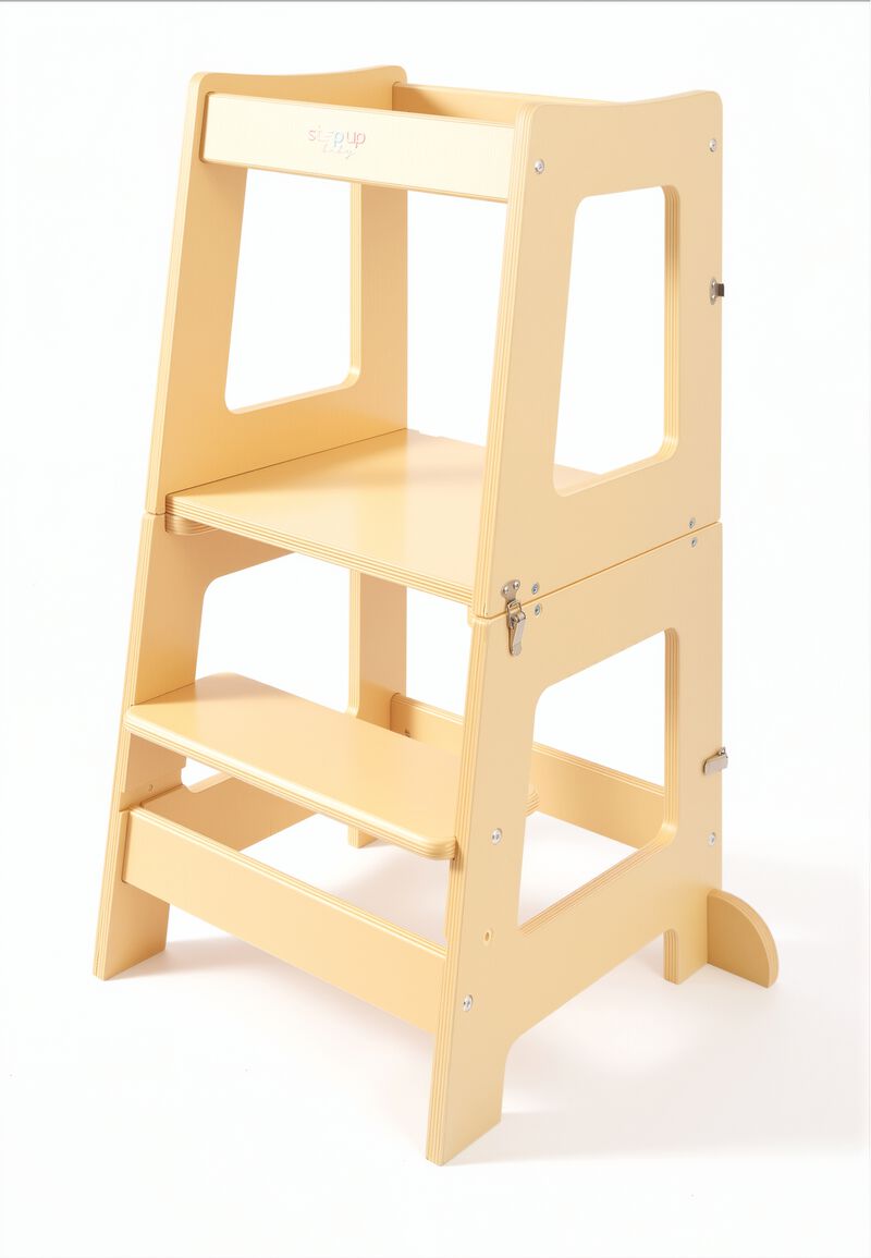 Stepup Baby&reg; 2 in 1 Convertible Toddler Tower - Varnish | Standing Tower Converts into Table Made from 18mm Birch Plywood for Ages 2&ndash;6 image number 0