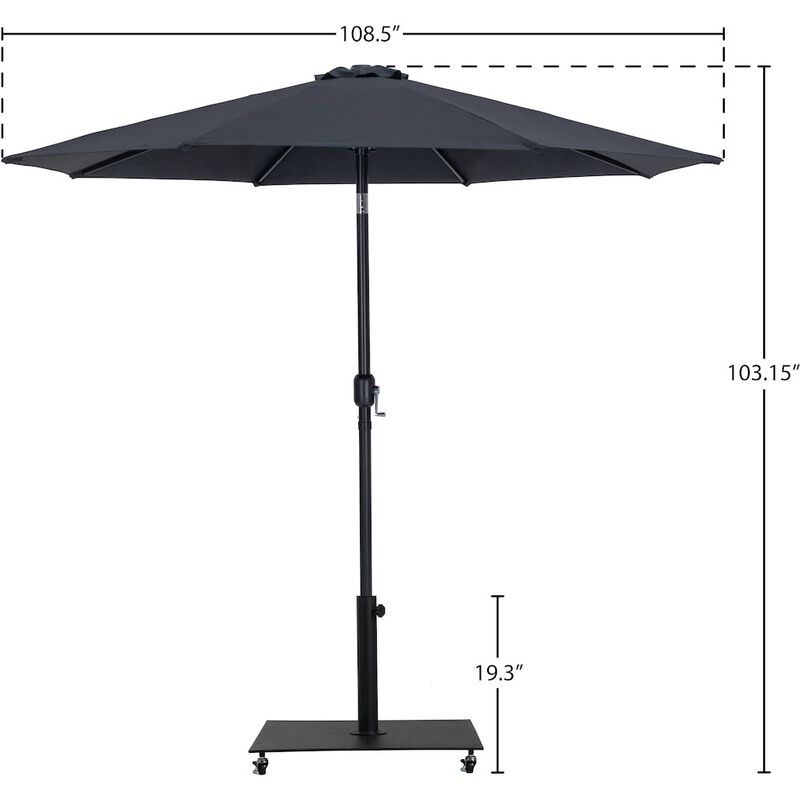 Meridian Furniture Fiji Black Fabric / Matte Black Aluminum Patio Umbrella with Base Sets