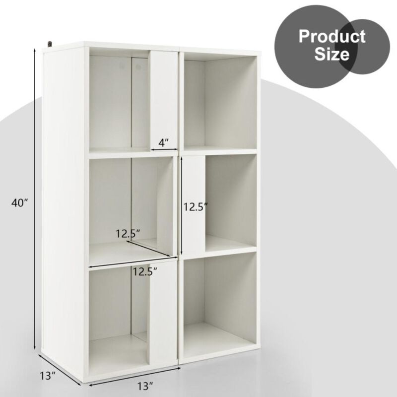 Hivvago 3-Tier 6 Cube Freestanding Bookcase with Anti-toppling Device