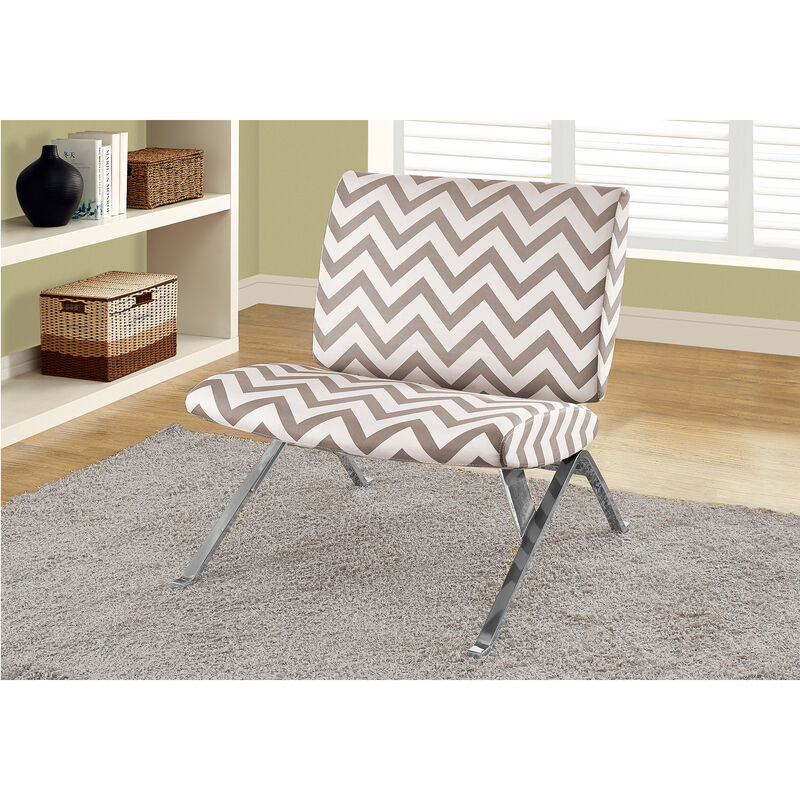 Monarch Specialties I 8137 Accent Chair, Armless, Fabric, Living Room, Bedroom, Fabric, Metal, Brown, Chrome, Contemporary, Modern