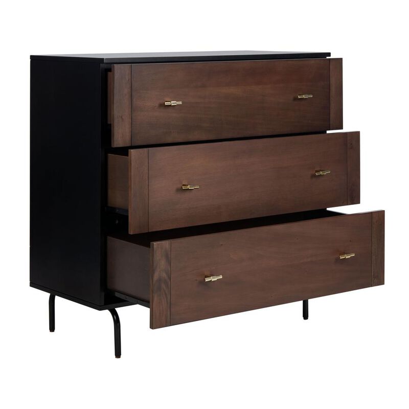Safavieh Genevieve 3 Drawer Dresser, Black/Walnut