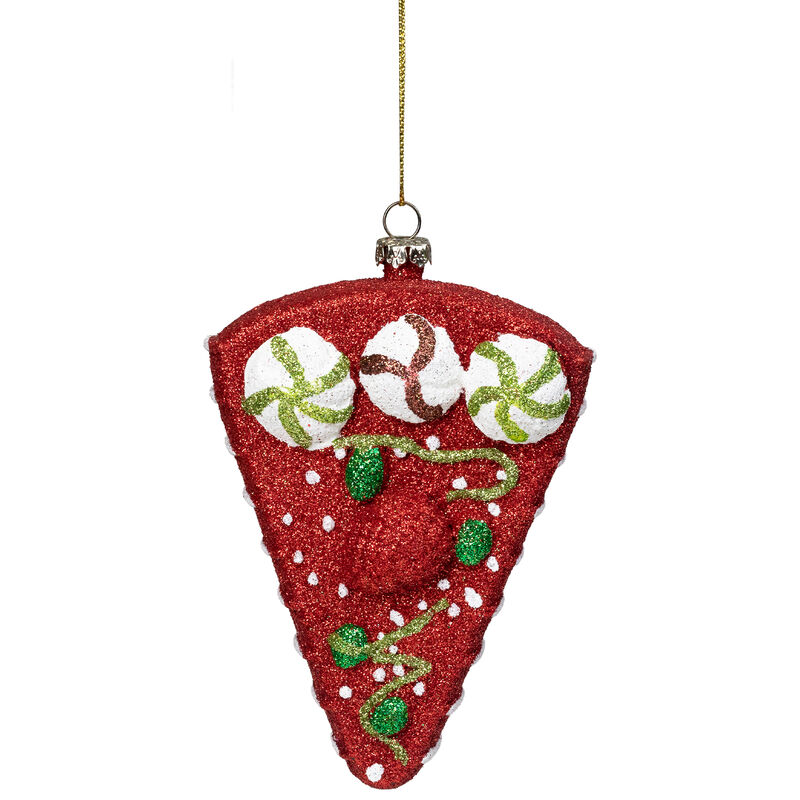 5" Red and Green Shatterproof Strawberry Cake Slice Christmas Ornament image number 0