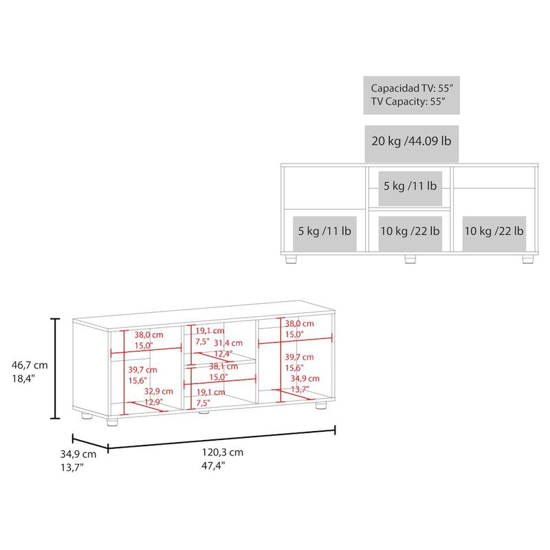 Penndel Tv Stand, 1 Door, 4 Shelves, 55" TV Capacity, Black Wengue